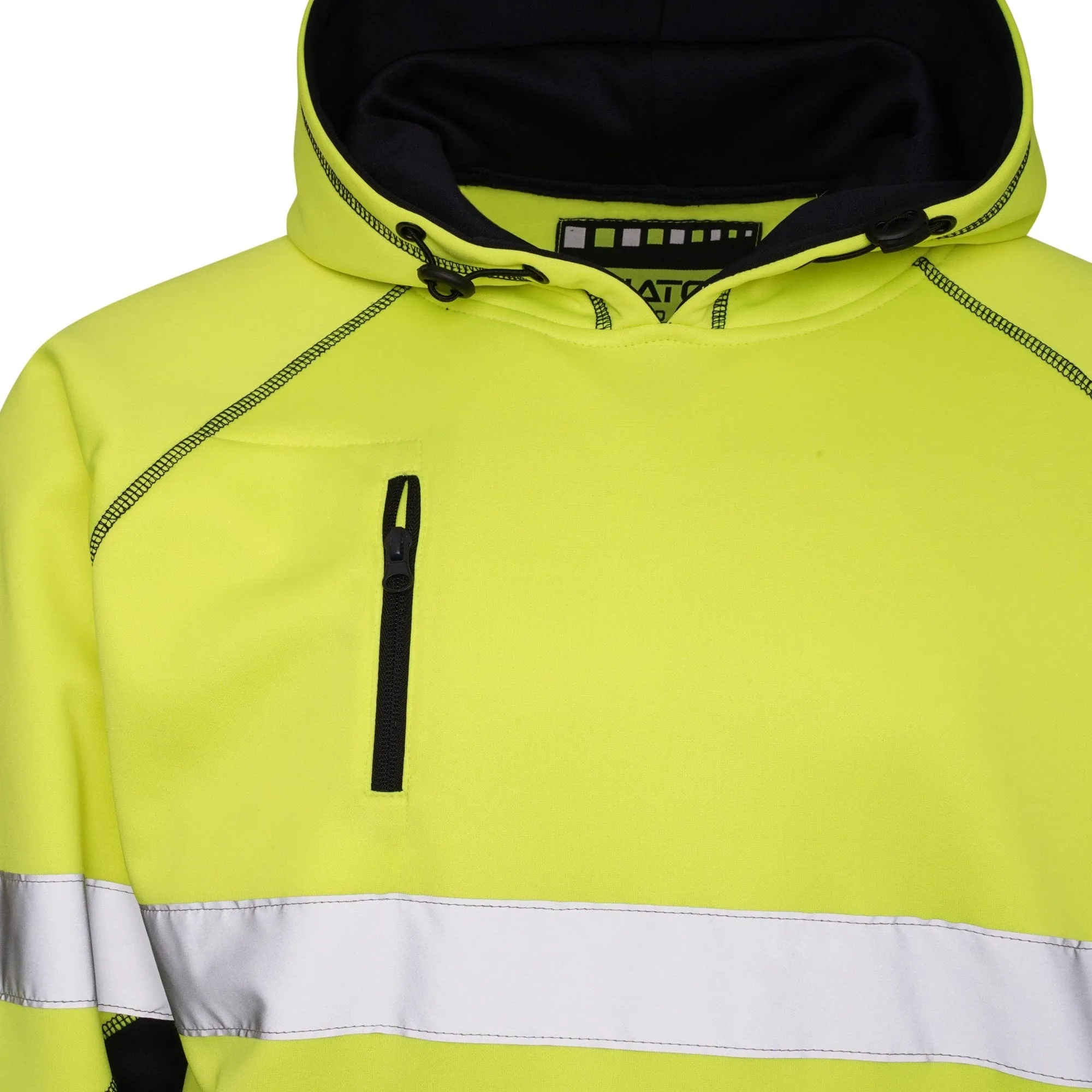 High Vis 3 Pockets 5 thread Pullover Hoodies - Yellow/Navy