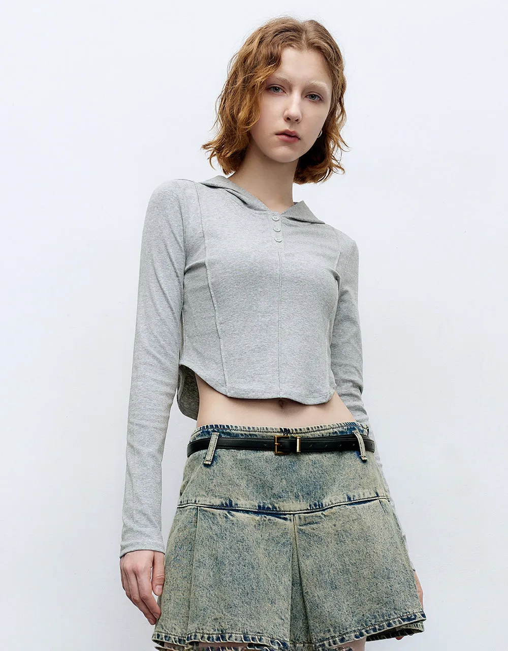 Hooded Skinny Knitted T-Shirt