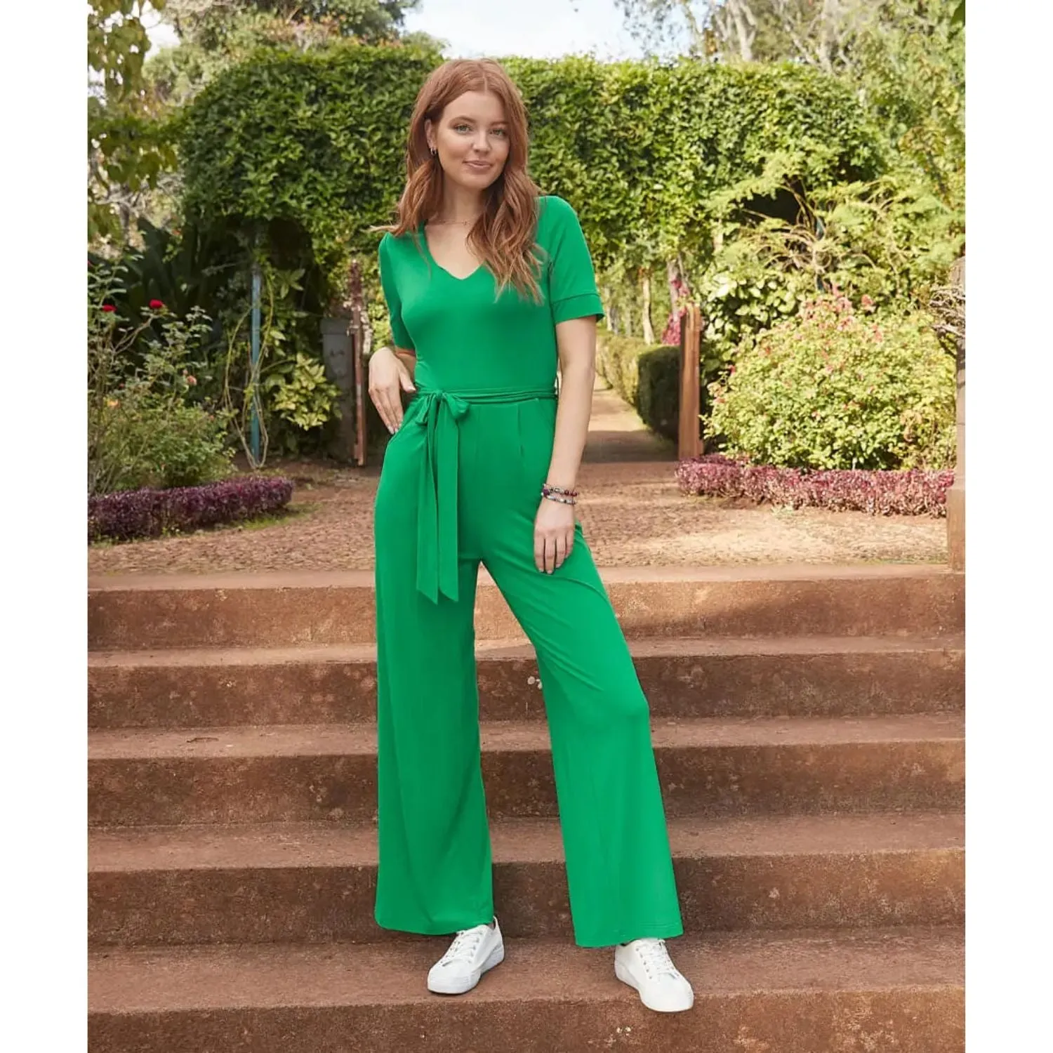 Joe Browns 12 Green Polly Jersey Jumpsuit