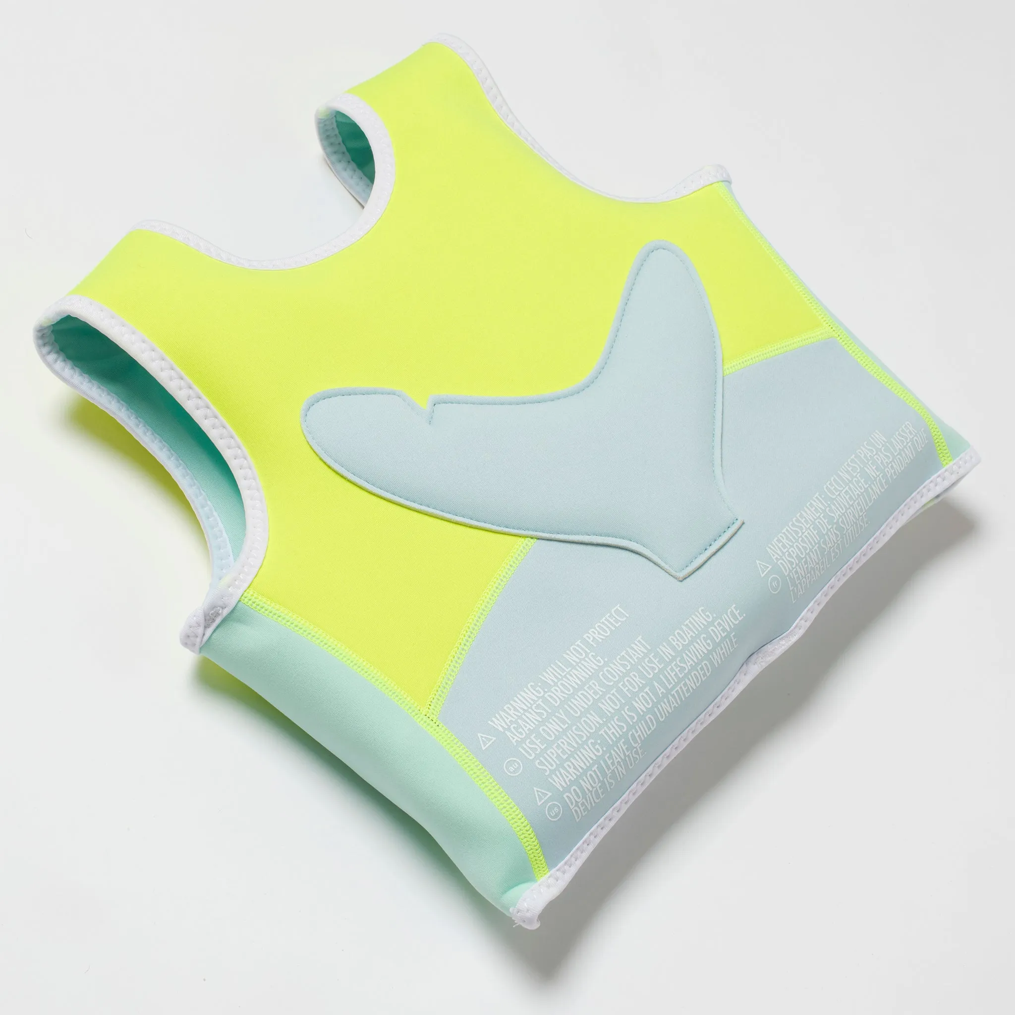 Kids Swim Vest 2-3 | Salty the Shark Aqua Neon Yellow