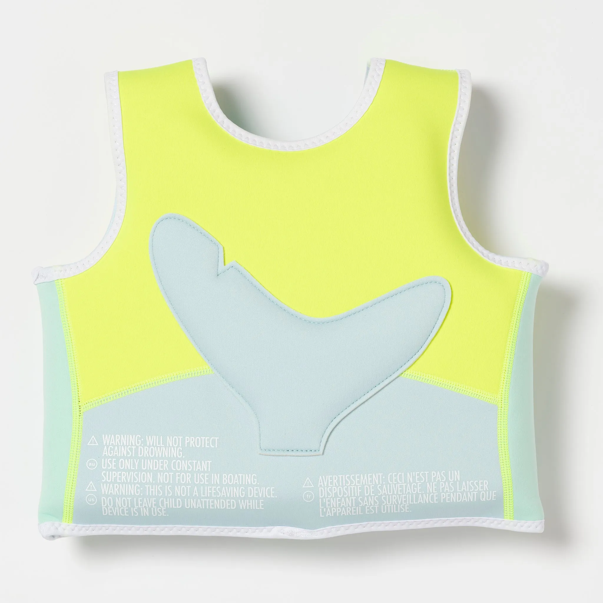 Kids Swim Vest 2-3 | Salty the Shark Aqua Neon Yellow