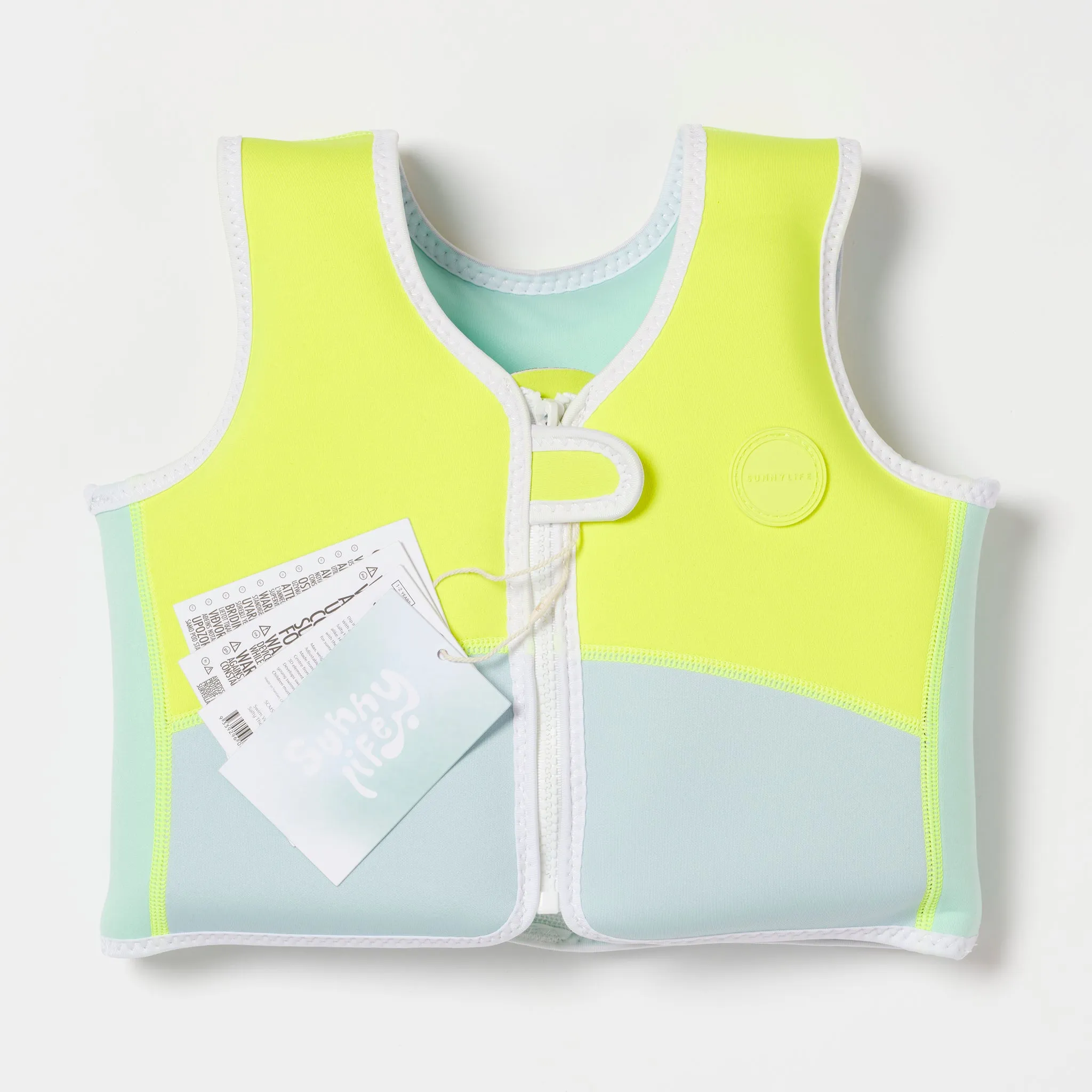 Kids Swim Vest 2-3 | Salty the Shark Aqua Neon Yellow