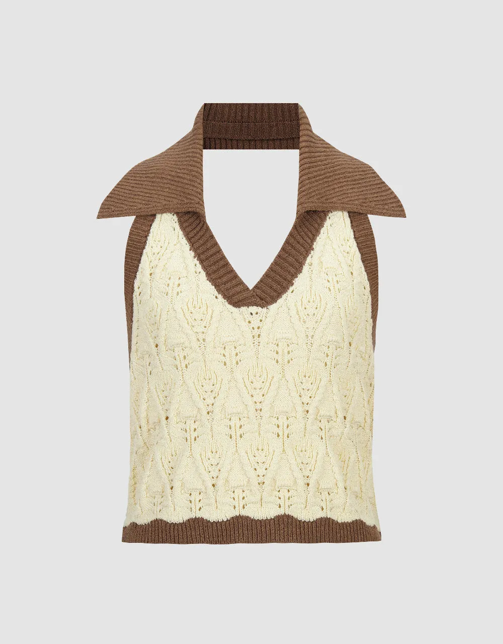 Knitted Lapel Tank Top
