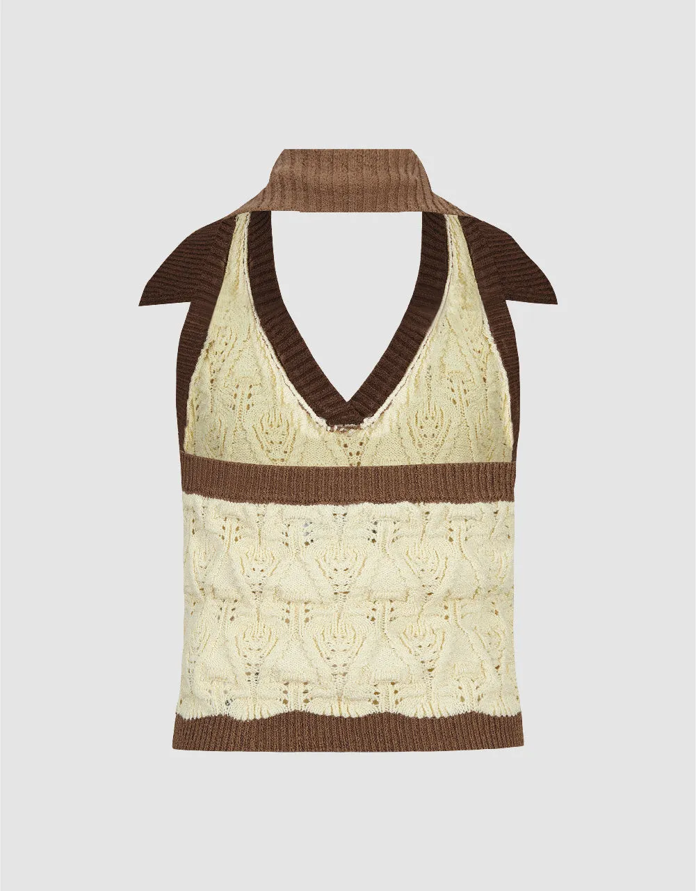 Knitted Lapel Tank Top