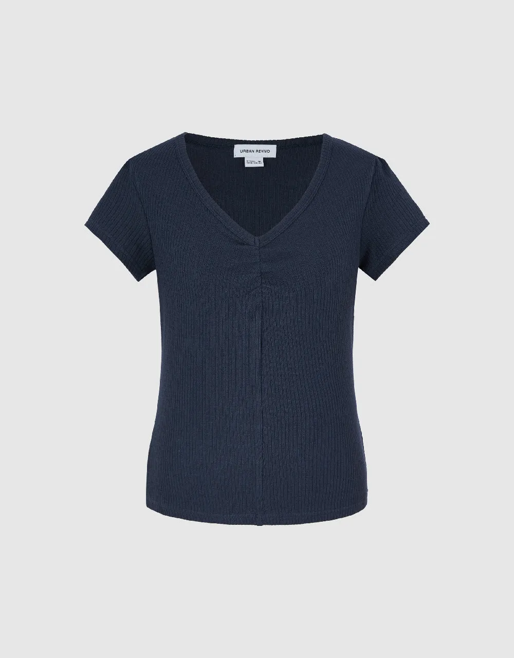 Knitted V-Neck Skinny T-Shirt