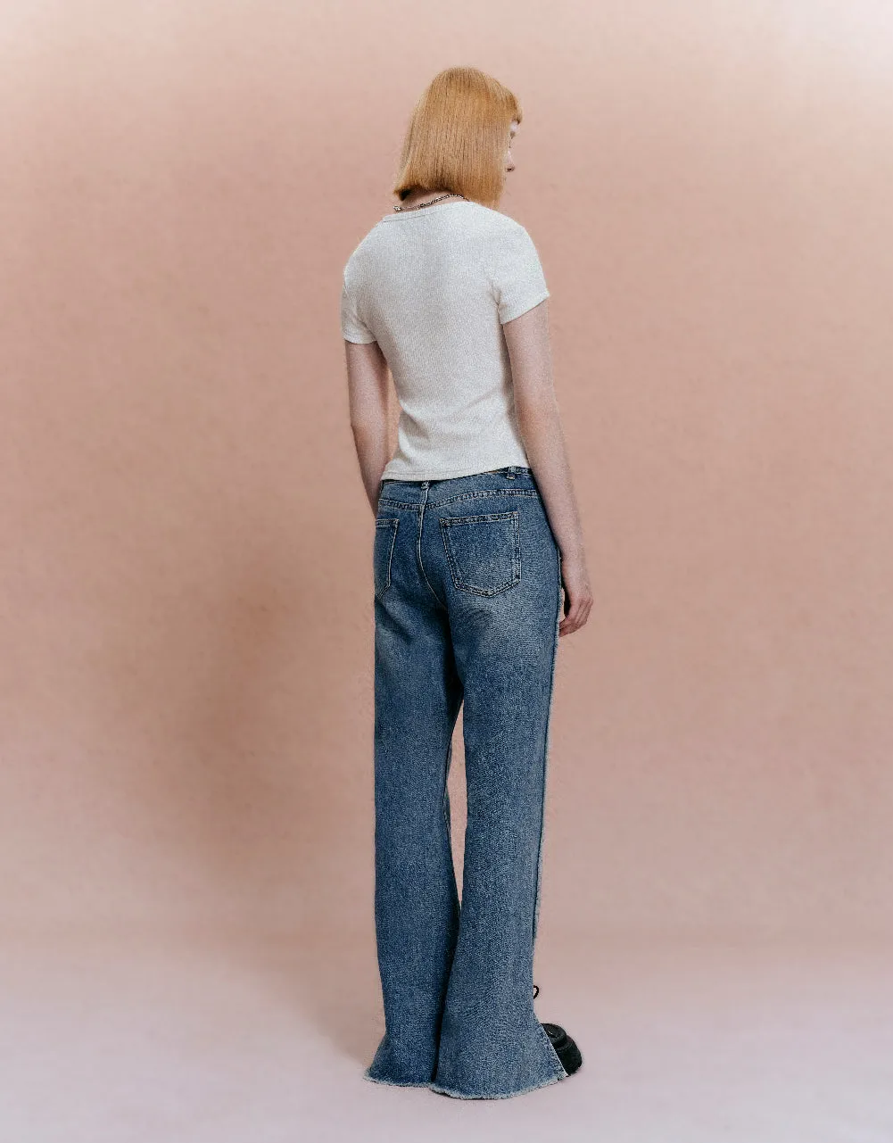Knitted V-Neck Skinny T-Shirt