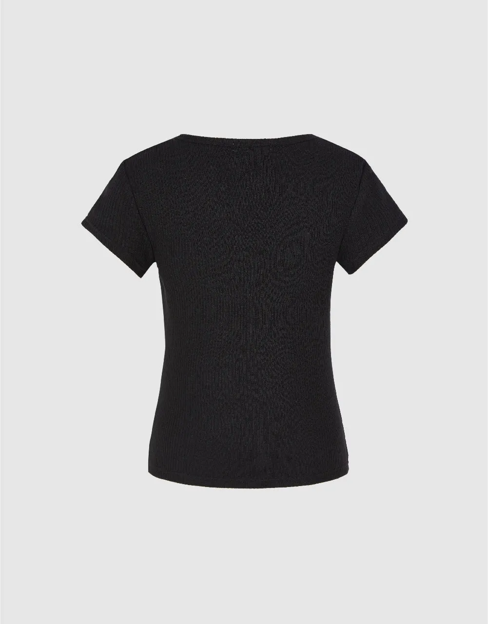 Knitted V-Neck Skinny T-Shirt