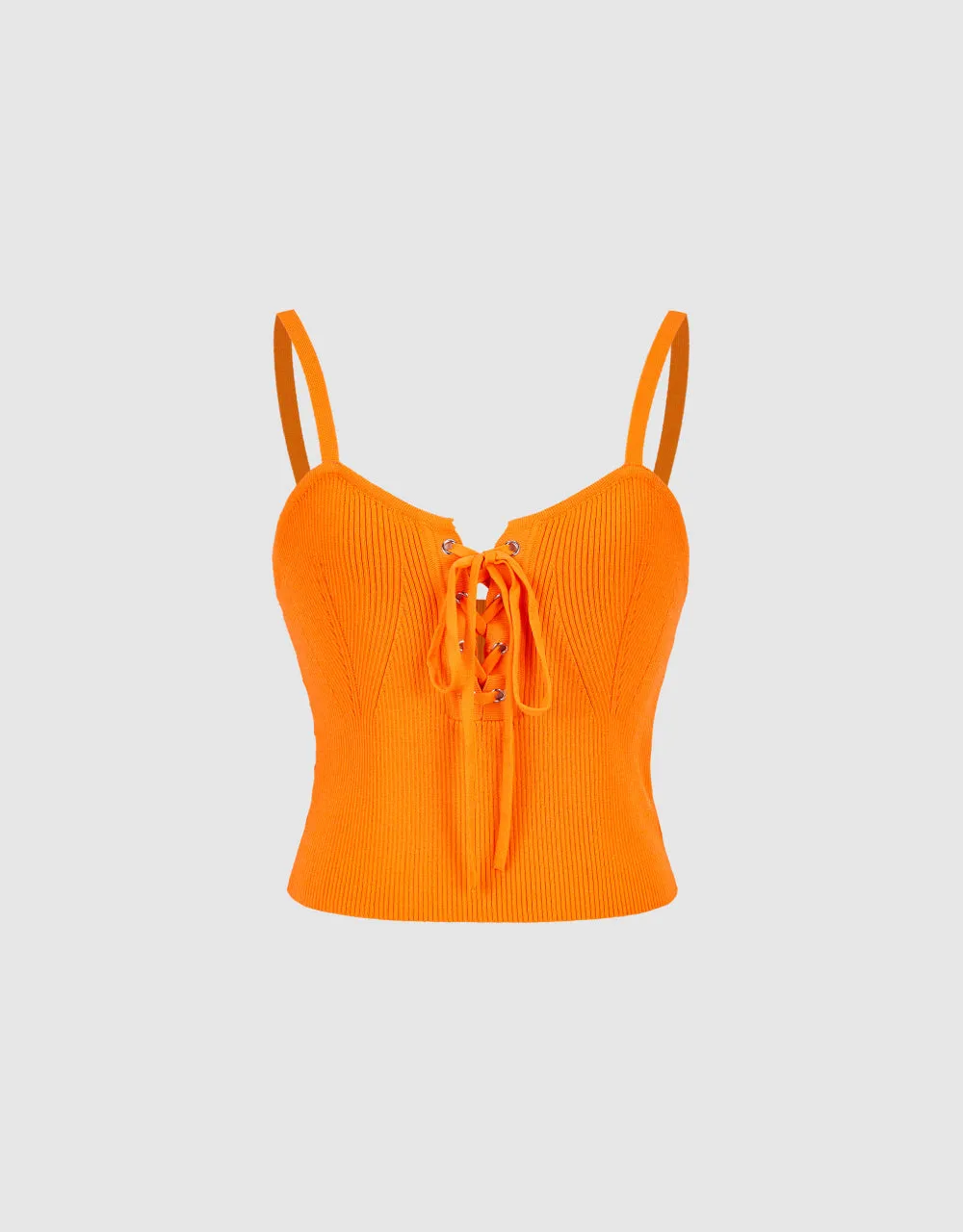Lace Up Front Knitted Tank Top