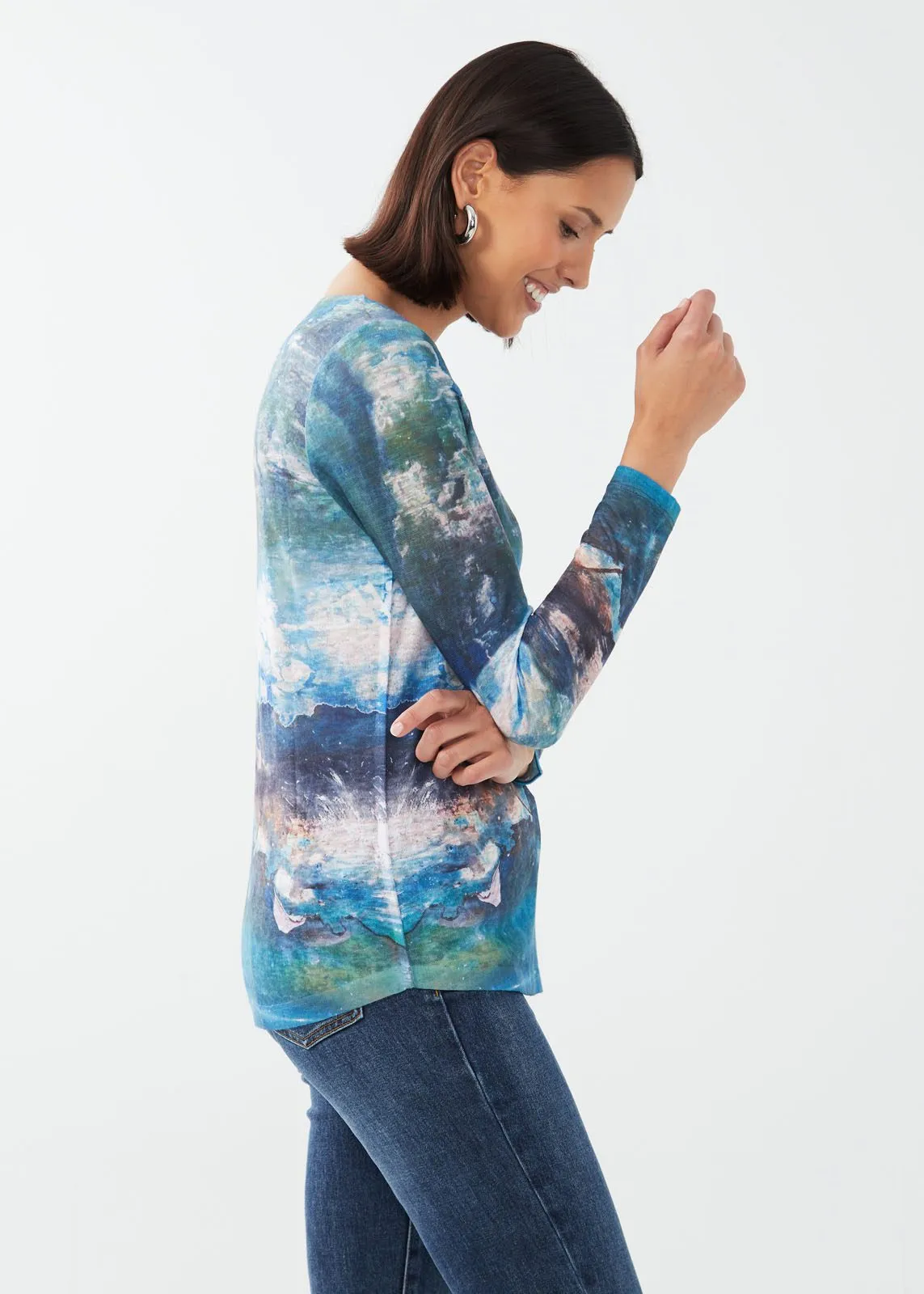 Long Sleeve Notch Neck Top