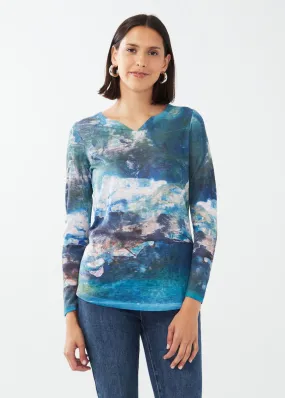 Long Sleeve Notch Neck Top