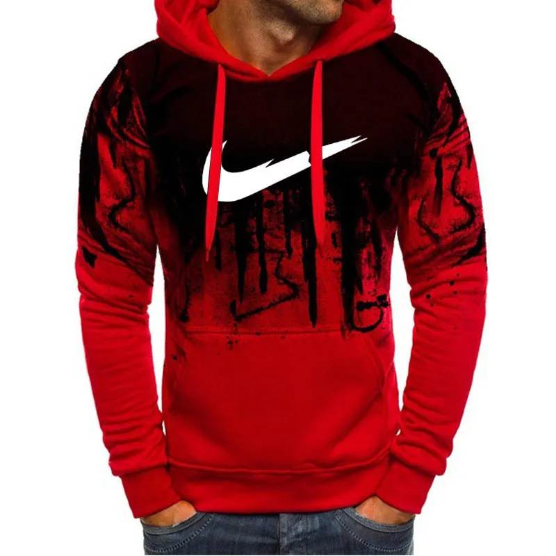 Long Sleeved Loose Hooded Sweatshirt Sporty Hoodies DDigital Outerwear