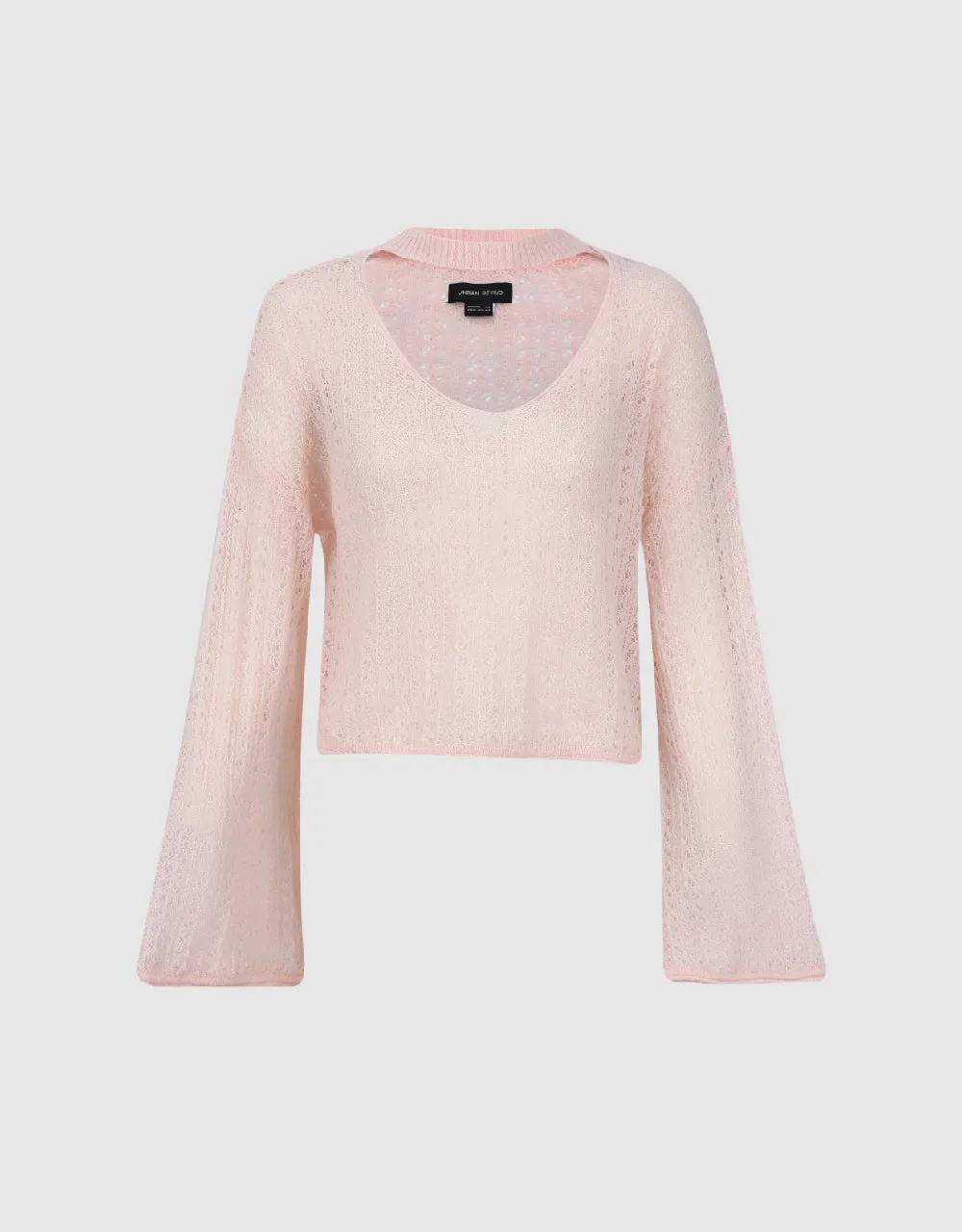 Loose Keyhole Neck Knitted T-Shirt