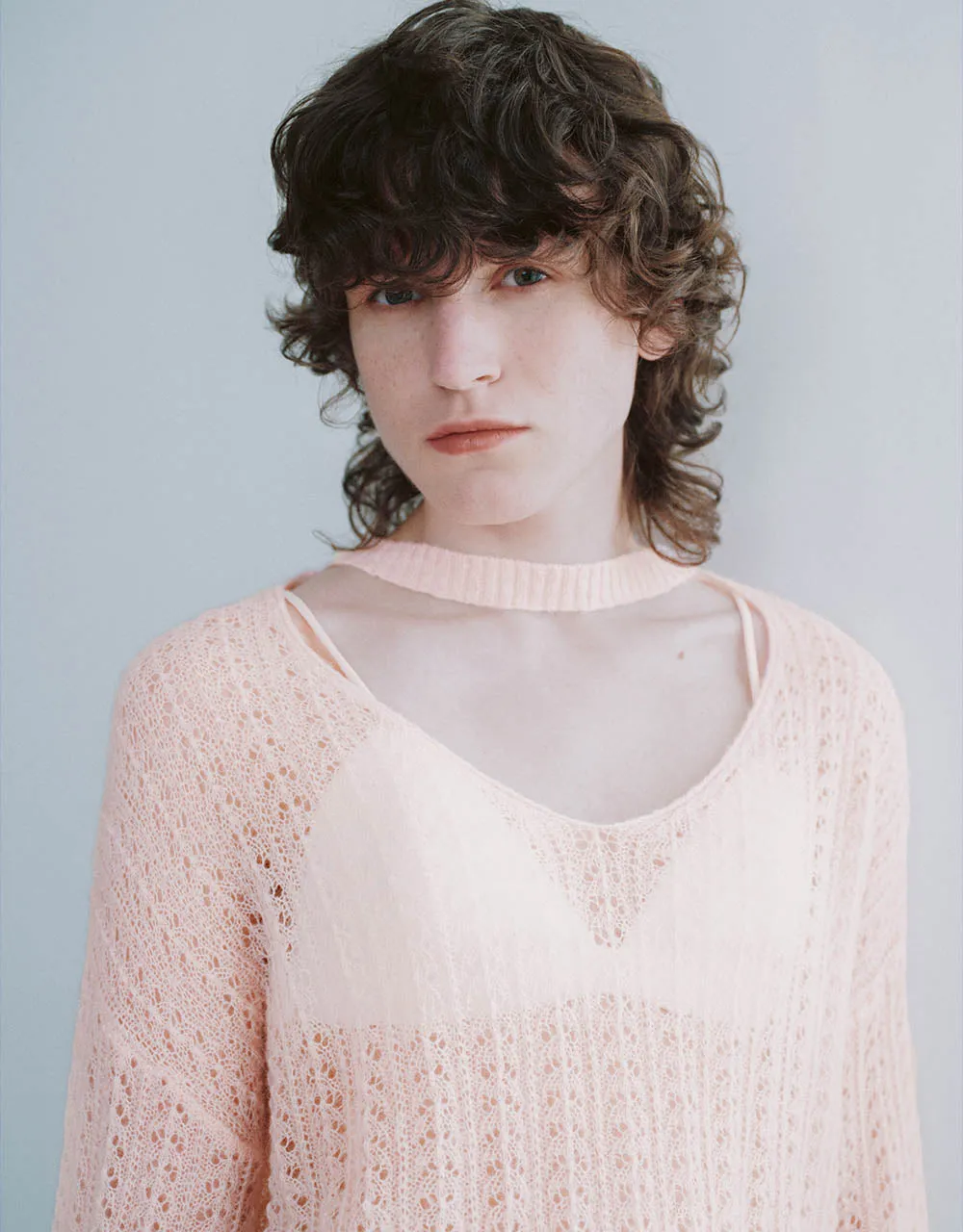 Loose Keyhole Neck Knitted T-Shirt
