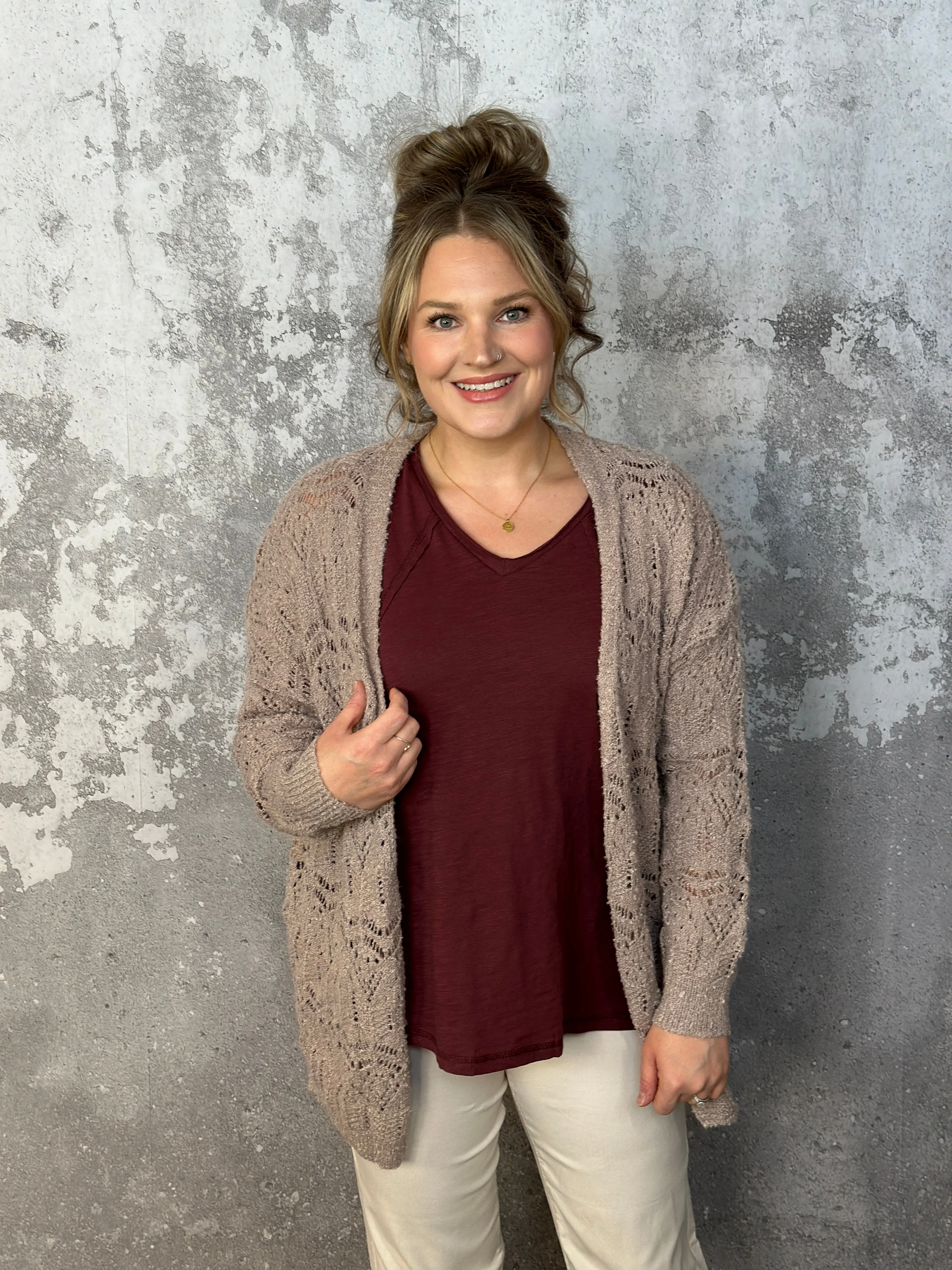 Loose Knit Cardigan - Sand - FINAL SALE