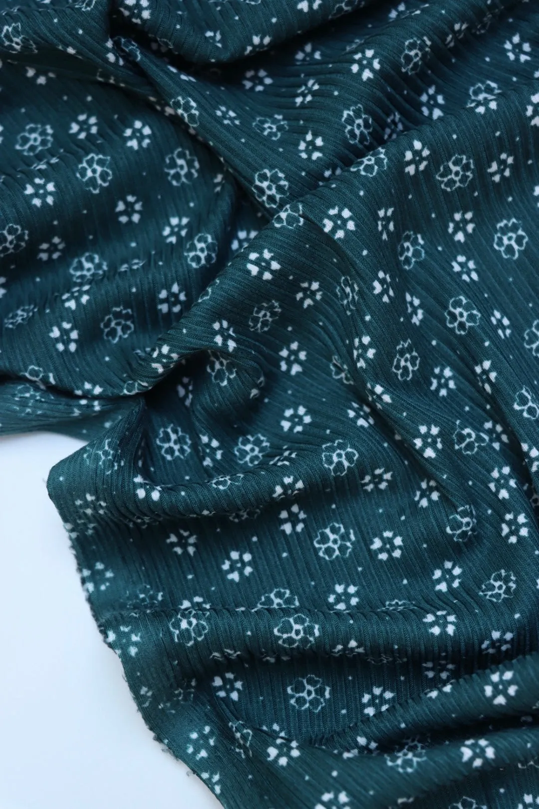 Lyra on Teal Yummy 4x2 Rib Knit