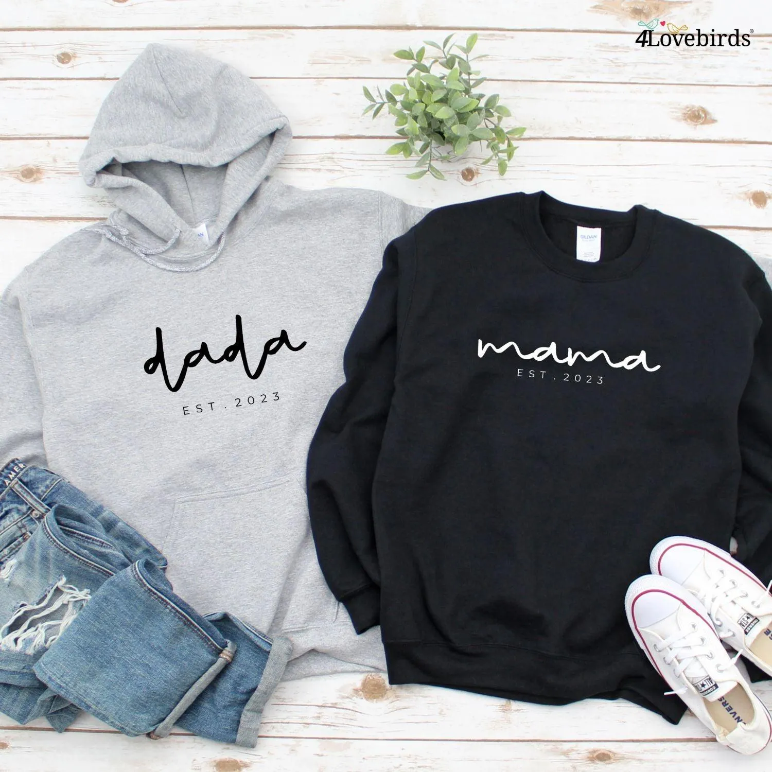 Mama/Dada Custom EST Matching Outfits - Perfect Gift for Parents on Mom's/Dad's Day