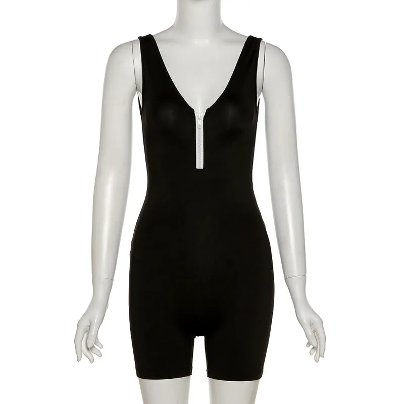 MB FASHION FRONT ZIPPER ACTIVE WEAR ROMPER 2880R