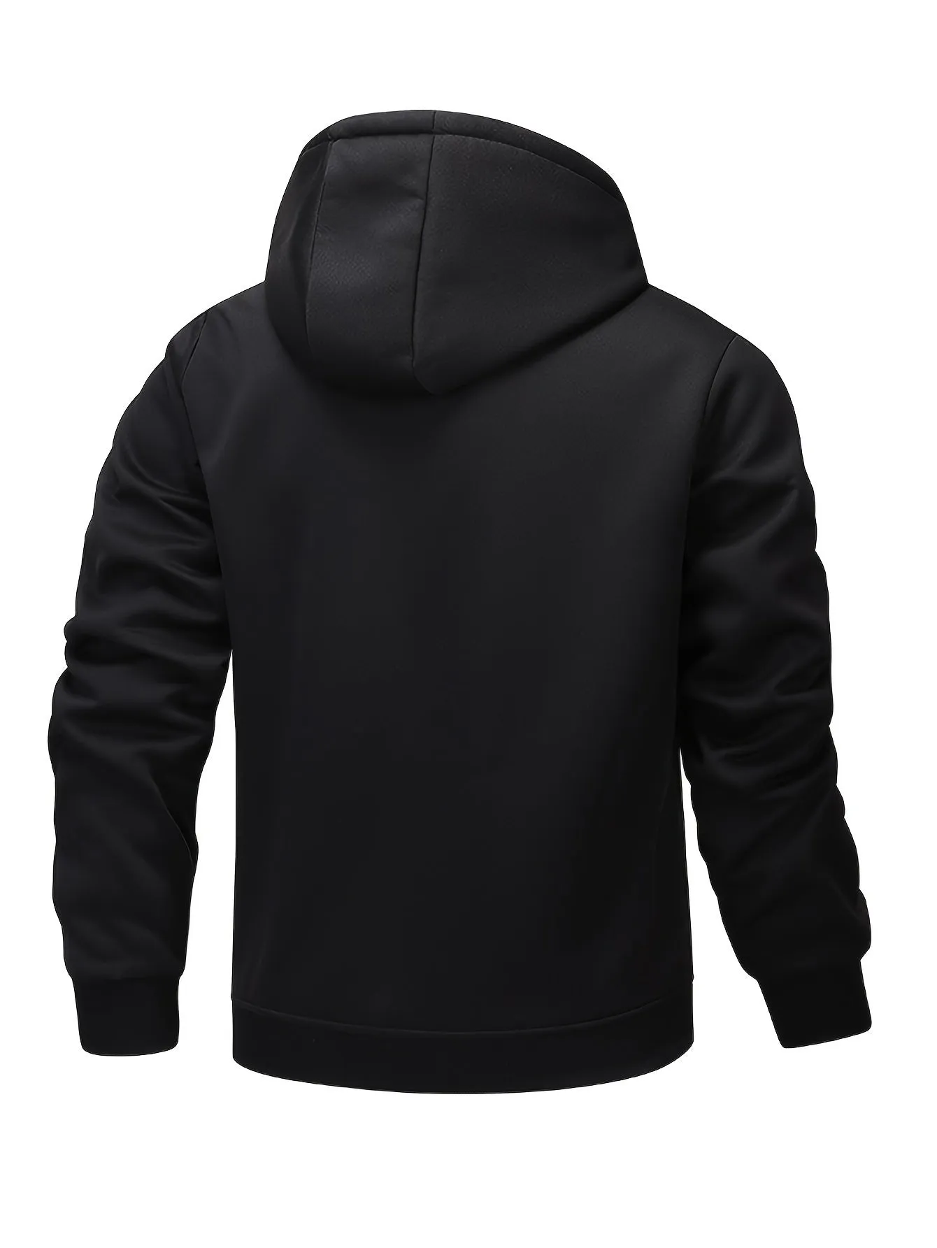 Men's Casual Sporty Hooded Jacket - Fleece-Lined, Zip-Up Cardigan with Pockets for Outdoor