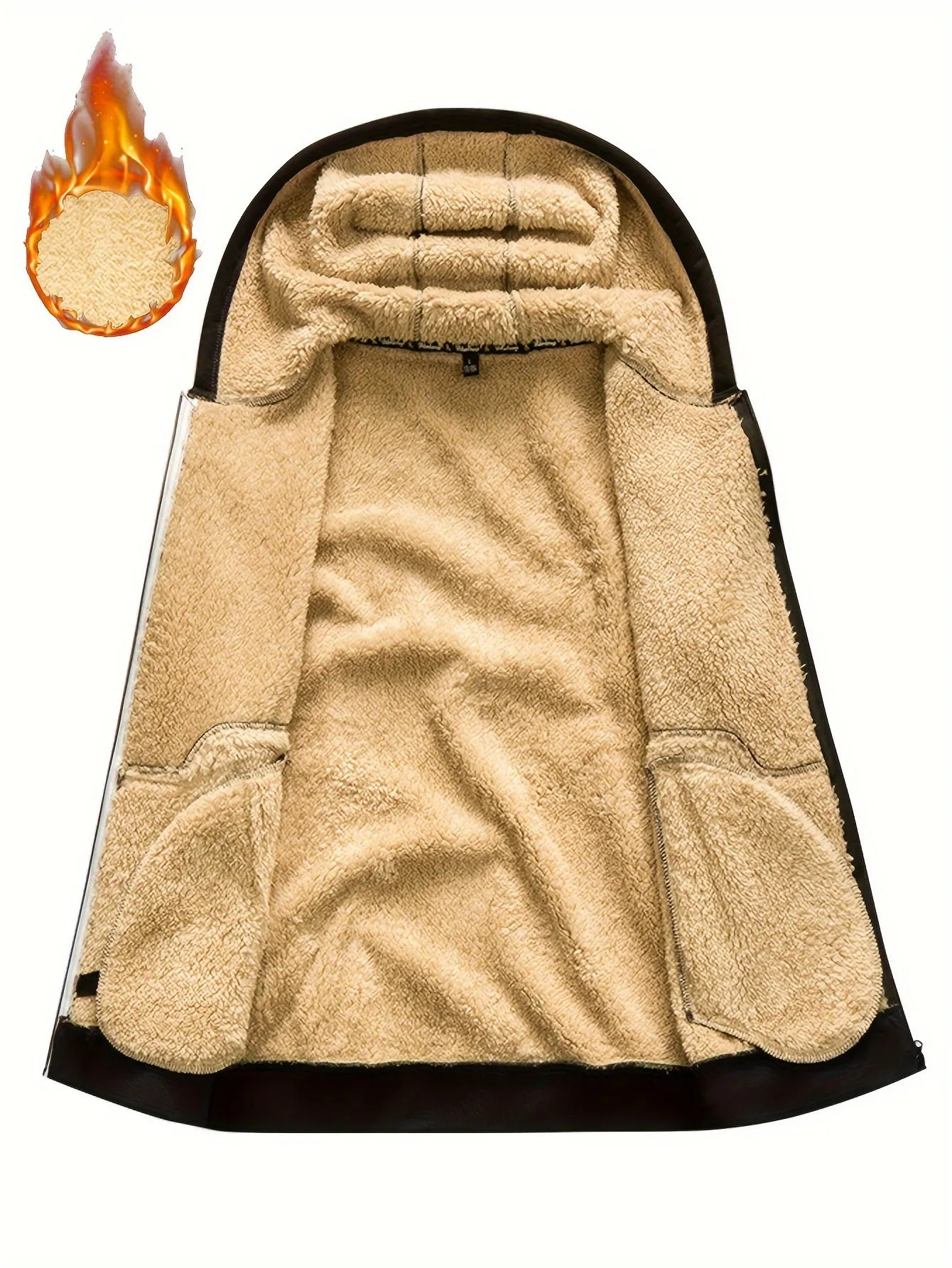 Men's Casual Sporty Hooded Jacket - Fleece-Lined, Zip-Up Cardigan with Pockets for Outdoor