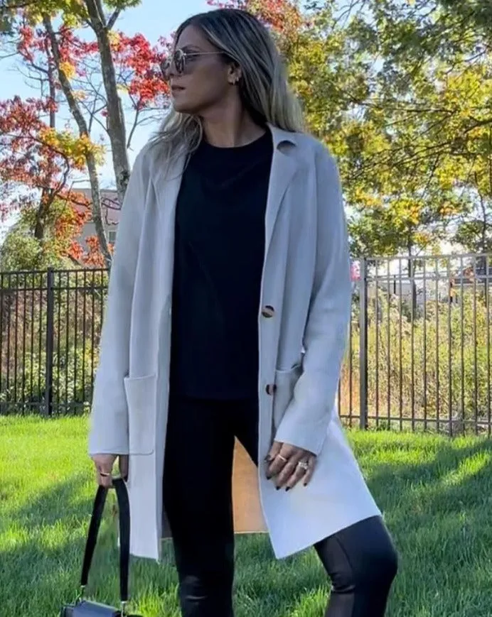 MEROKEETY Long Sleeve Open Front Lapel Button Cardigan