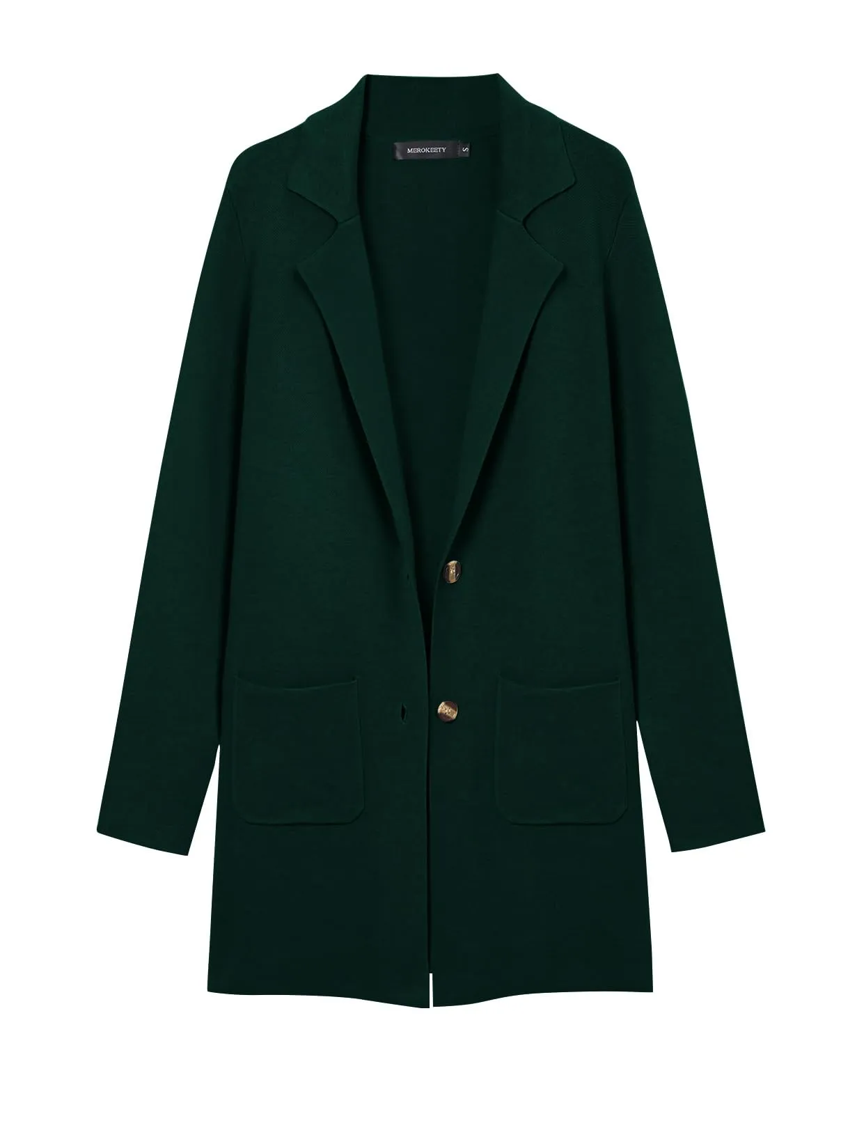 MEROKEETY Long Sleeve Open Front Lapel Button Cardigan