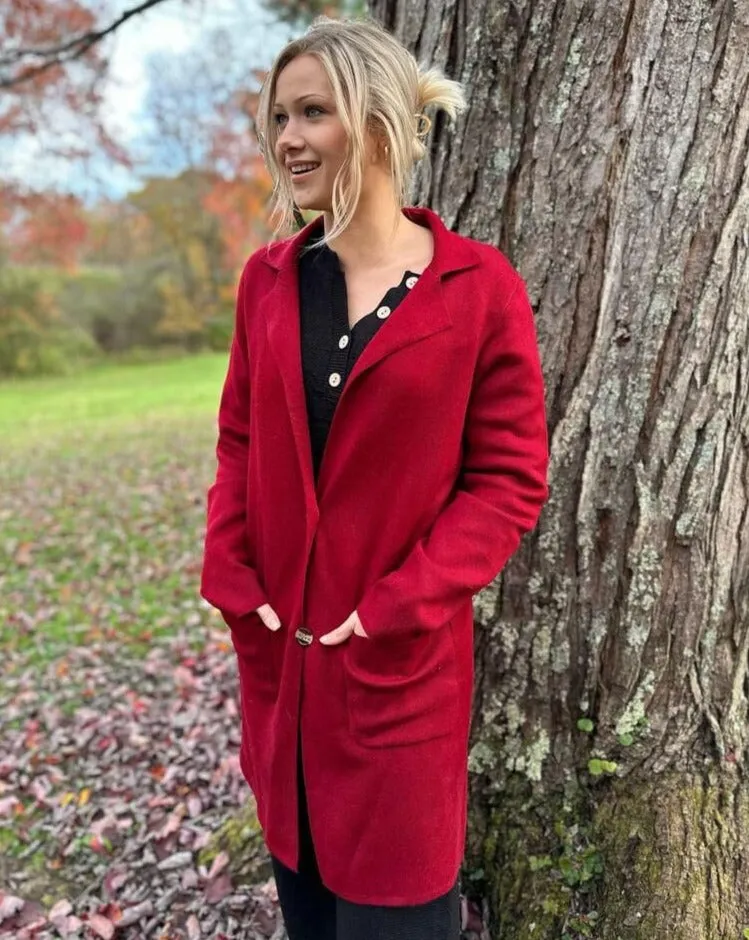 MEROKEETY Long Sleeve Open Front Lapel Button Cardigan