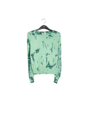 Mint green and dark green tie-dye sweater