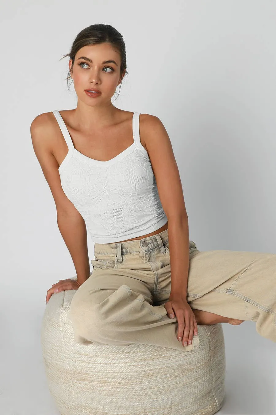 NIKIBIKI Lace V Neck Top Ochre