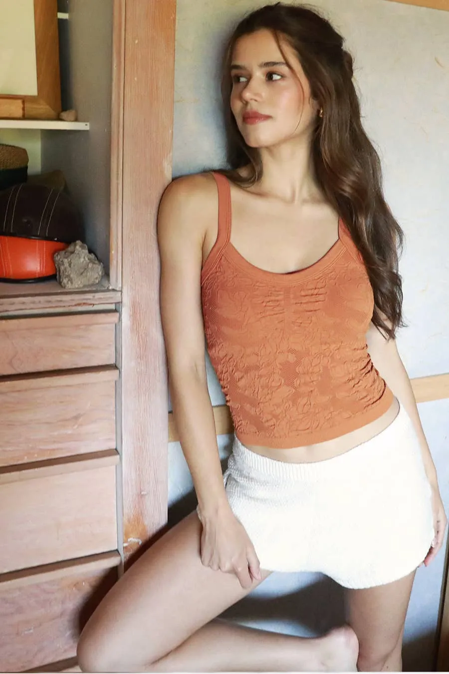 NIKIBIKI Lace V Neck Top Ochre