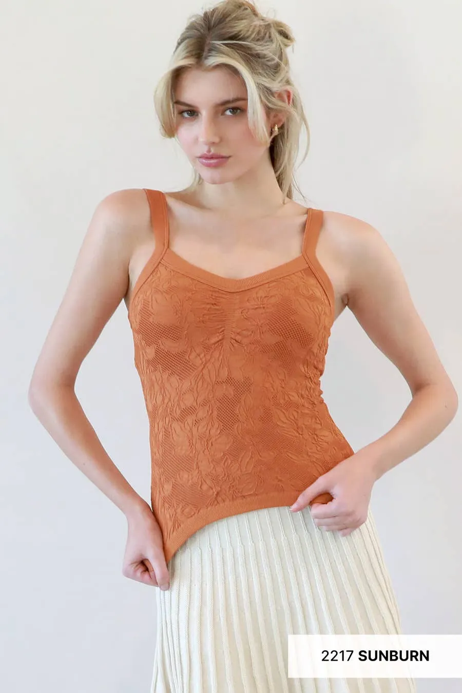 NIKIBIKI Lace V Neck Top Ochre