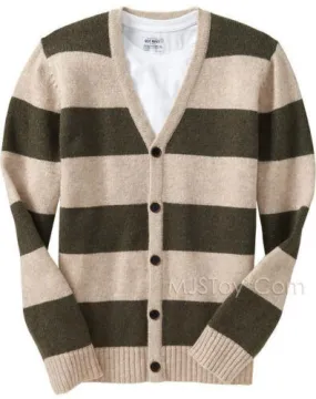 Old Navy Men Striped Wool Blend Sweaters V-Neck 5 Button Cardigans