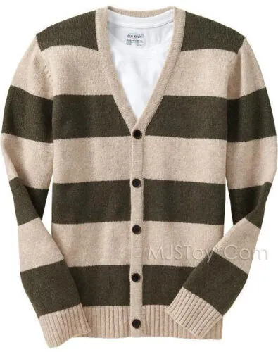 Old Navy Men Striped Wool Blend Sweaters V-Neck 5 Button Cardigans