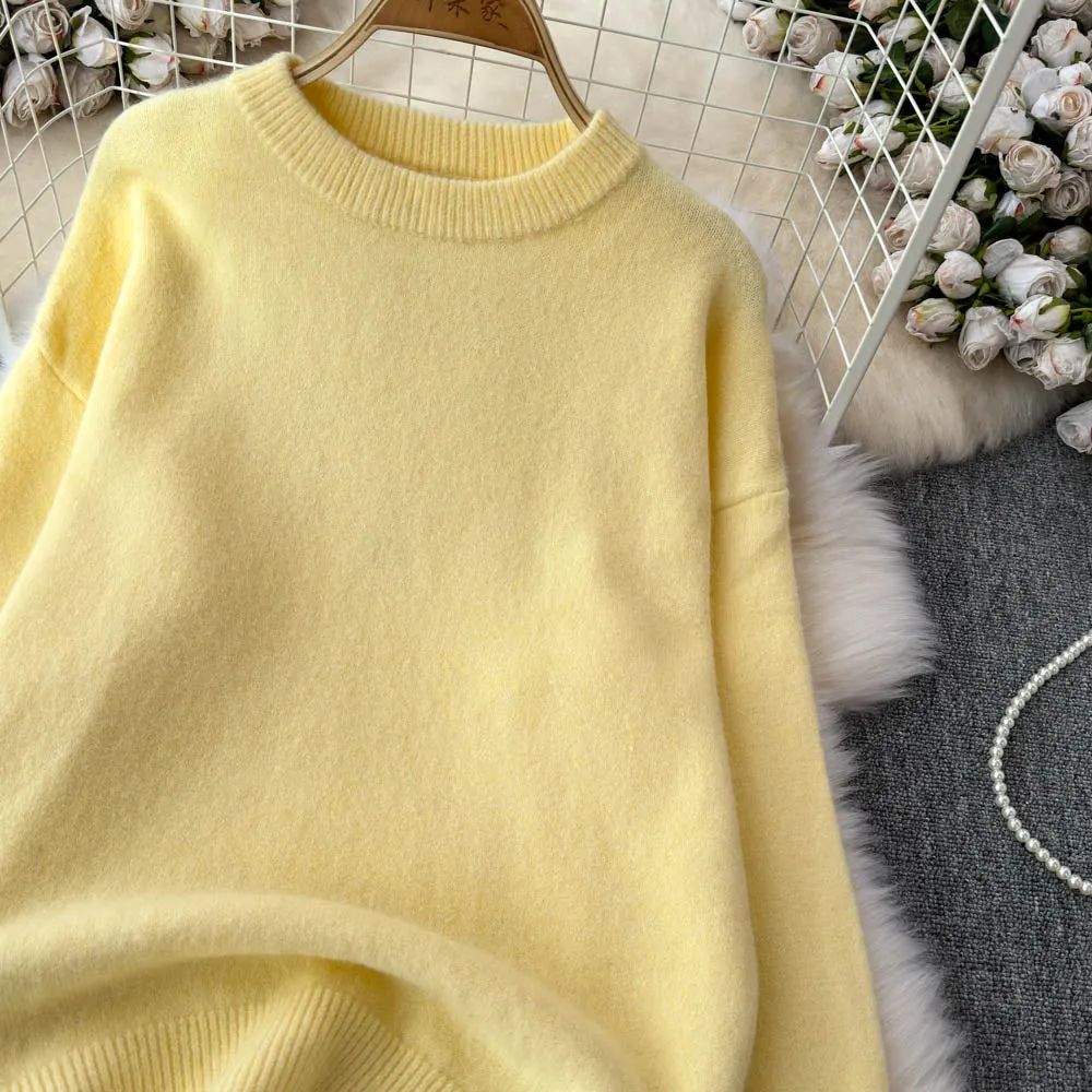 Oversized Pure Color Soft Sweater