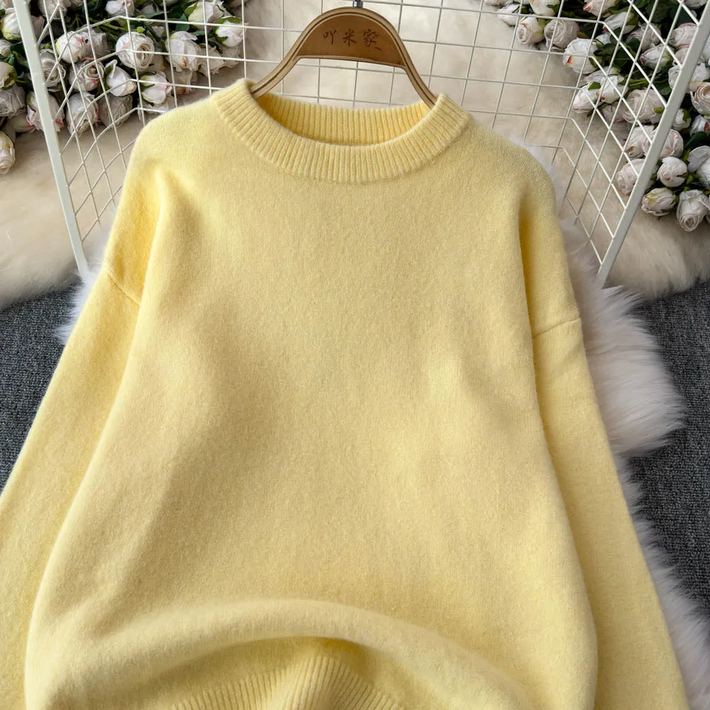 Oversized Pure Color Soft Sweater