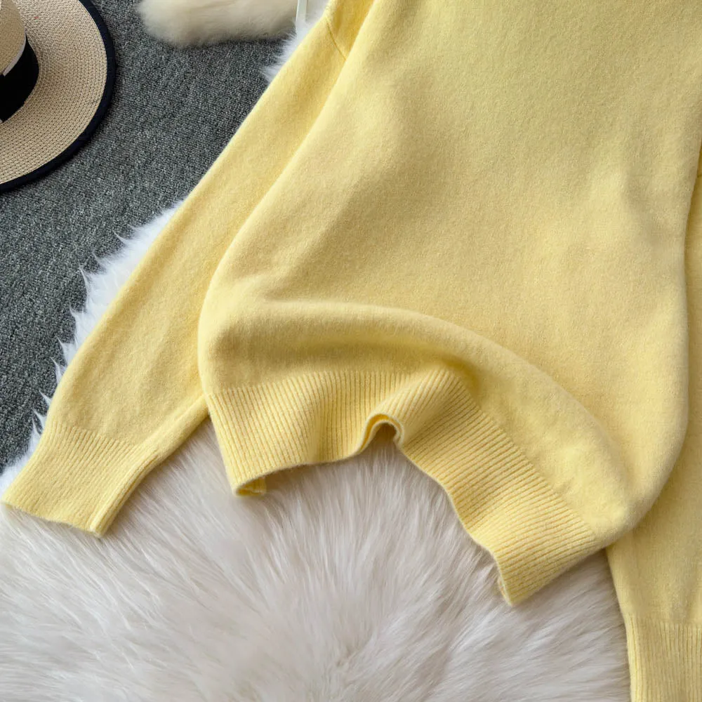 Oversized Pure Color Soft Sweater