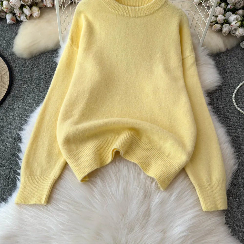 Oversized Pure Color Soft Sweater