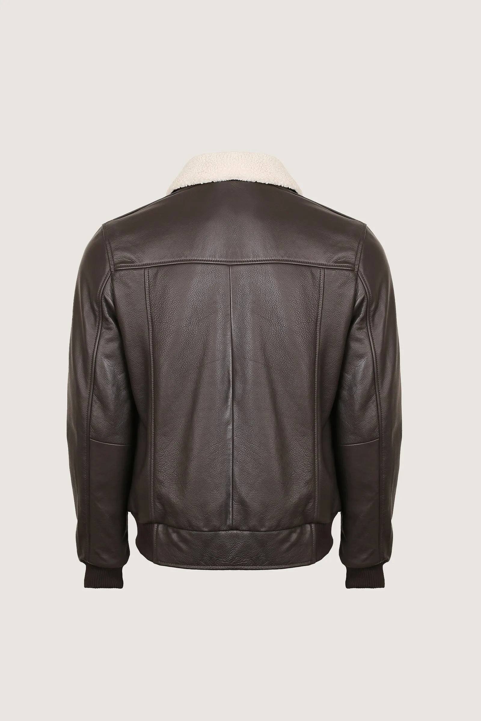 Pilot Leather Jacket With Fur Collar