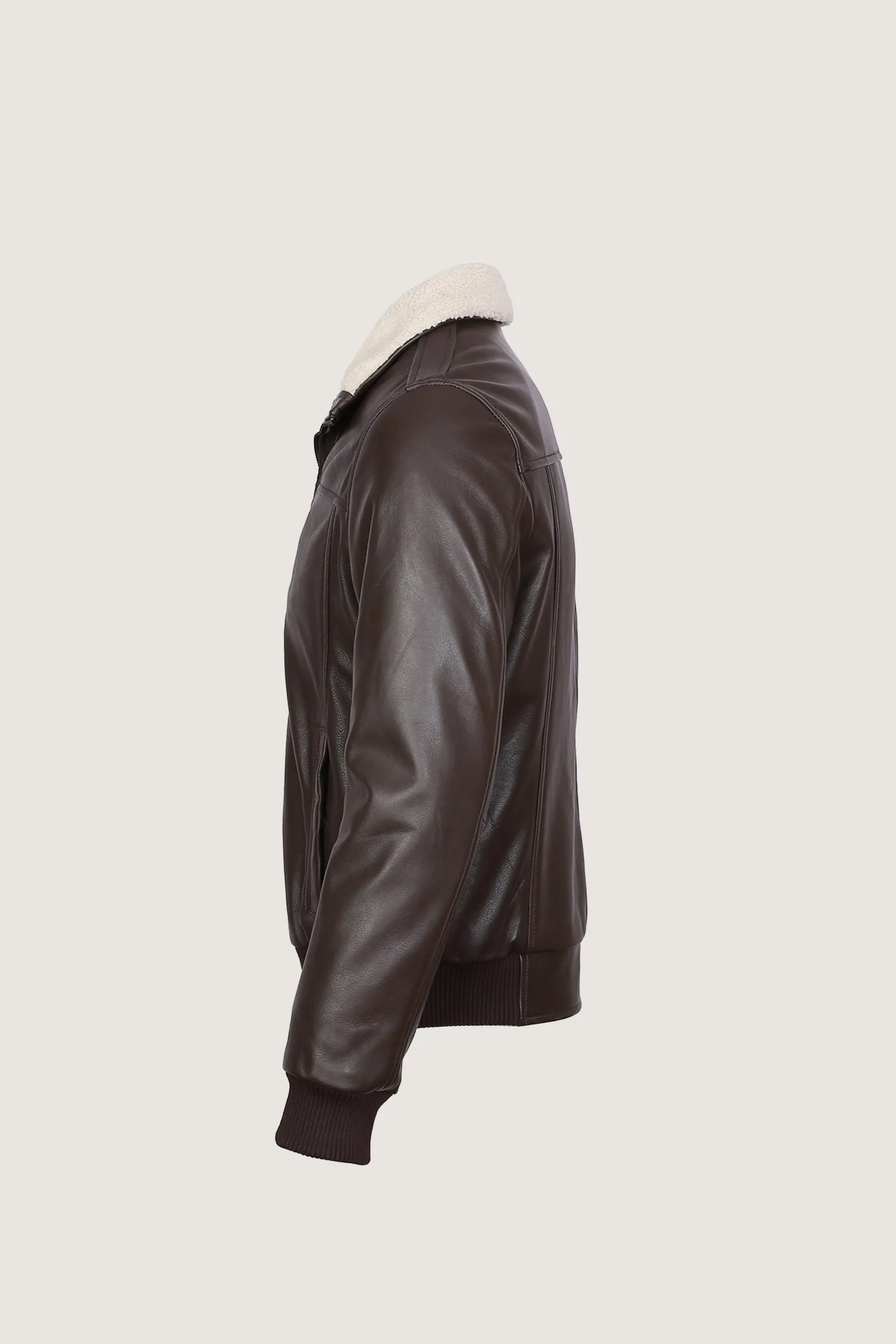 Pilot Leather Jacket With Fur Collar