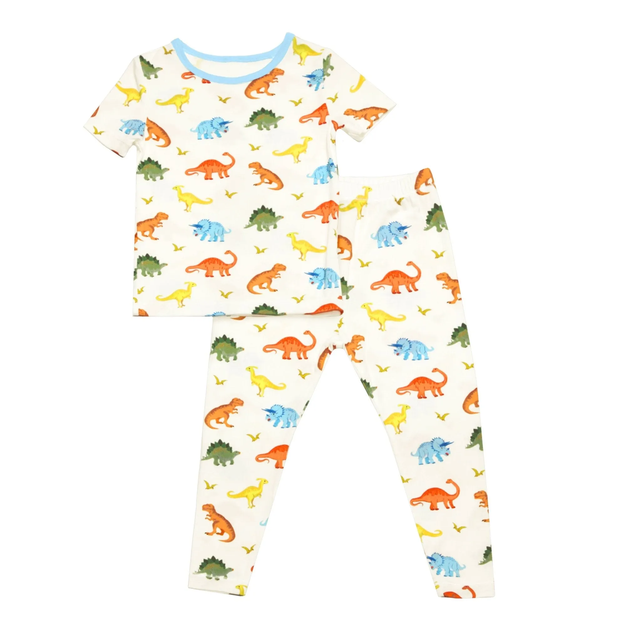 Powder Blue Jurassic Crew Short Sleeve Pajama Set (2T-12Y)