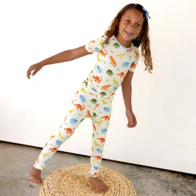 Powder Blue Jurassic Crew Short Sleeve Pajama Set (2T-12Y)