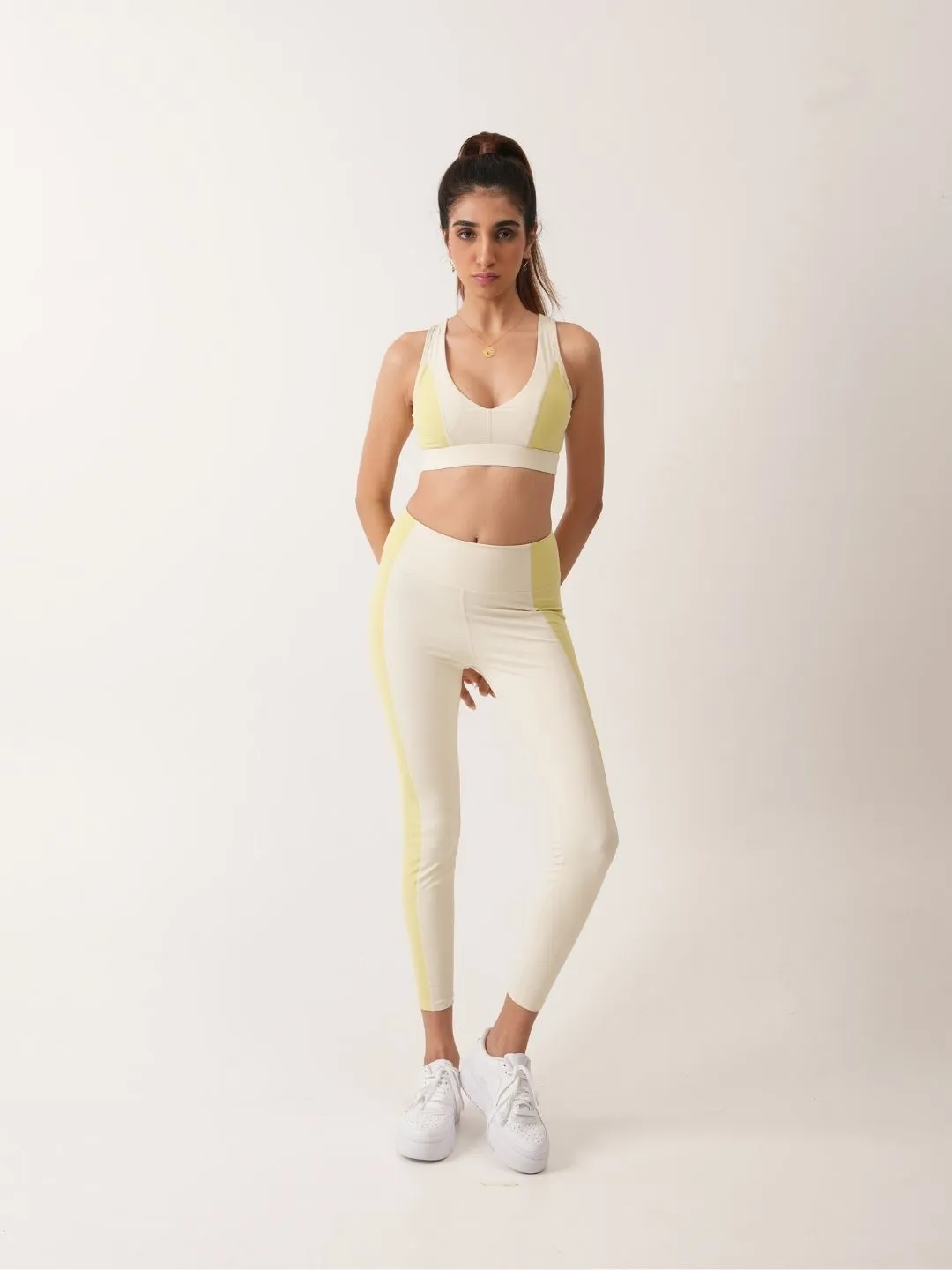 Ray Leggings in Butter Yellow & White