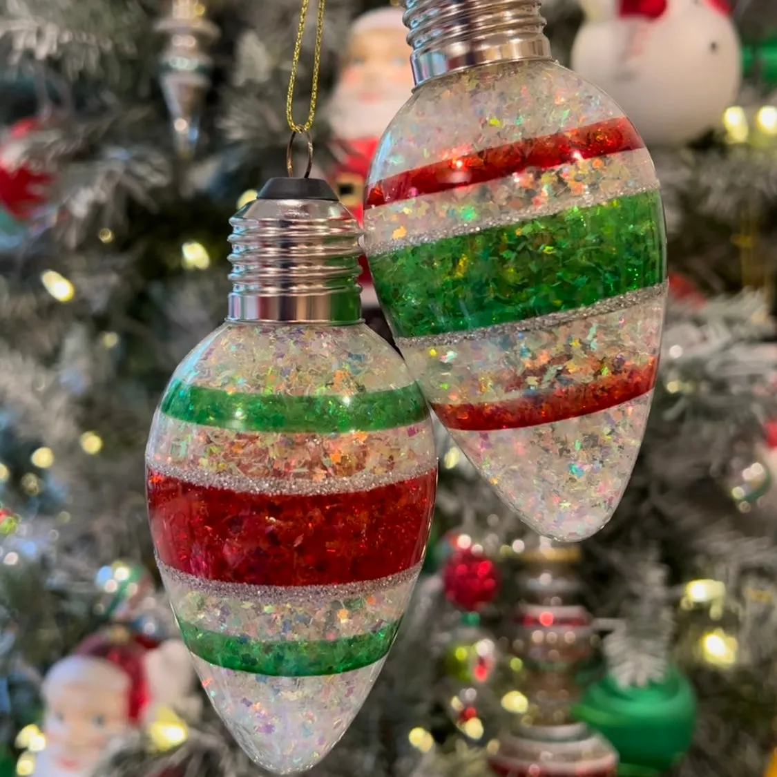 Retro Glass Christmas Bulb Ornament Set