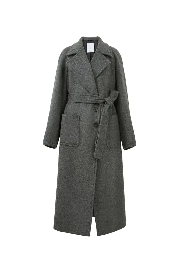 Rond Lapel Overcoat in Alashan Camel Wool Silk