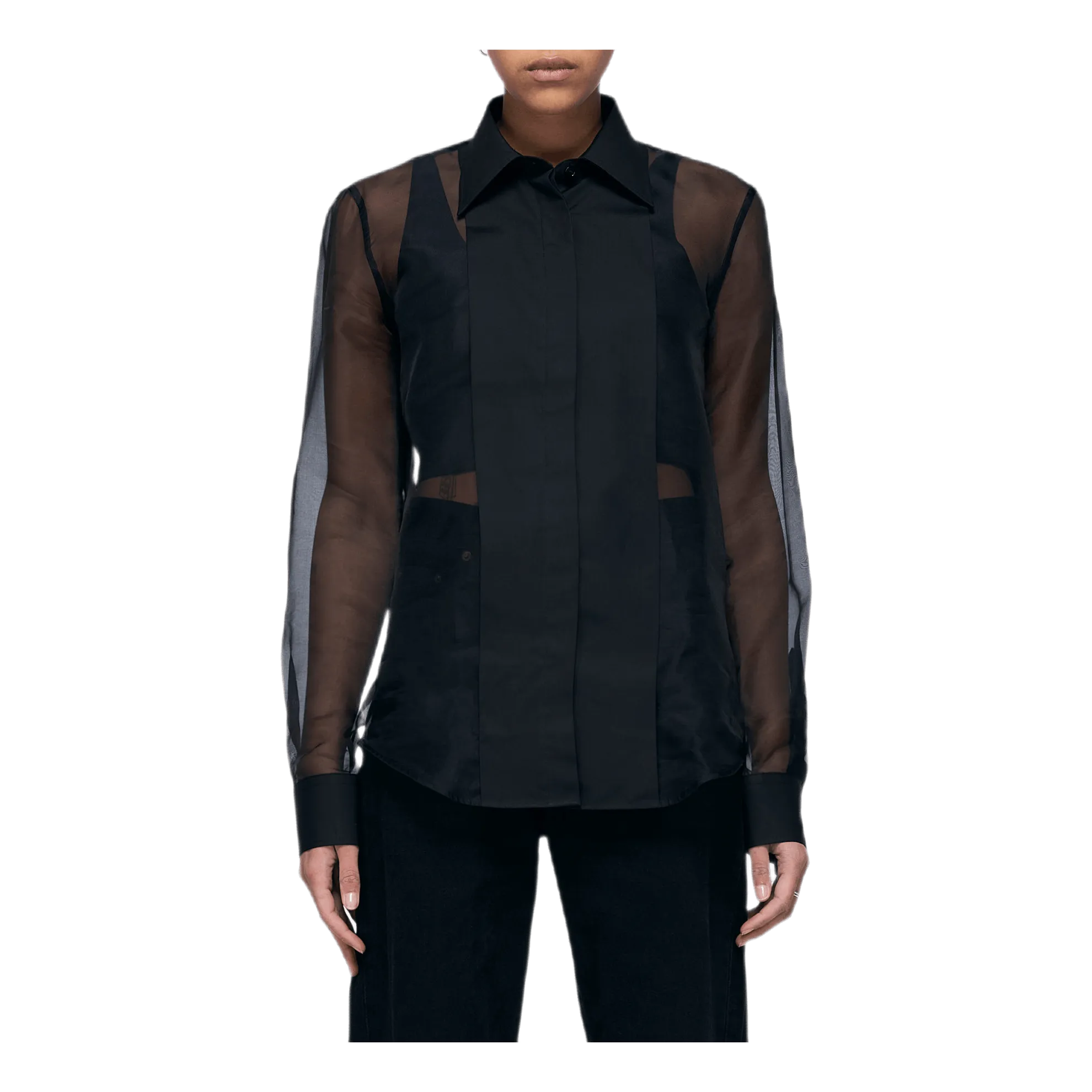 Sheer Tux Shirt Black
