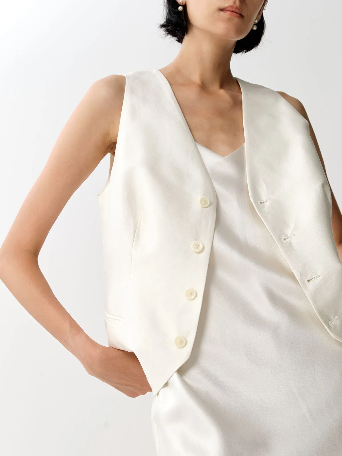 SILKINC V-Neck Blended Silk-Cotton Waistcoat