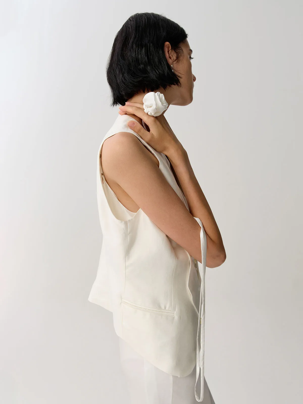 SILKINC V-Neck Blended Silk-Cotton Waistcoat