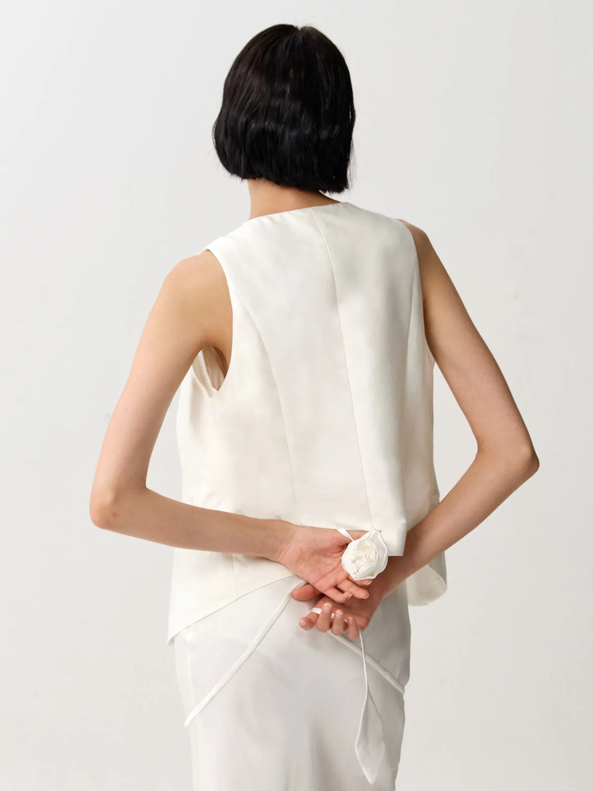 SILKINC V-Neck Blended Silk-Cotton Waistcoat