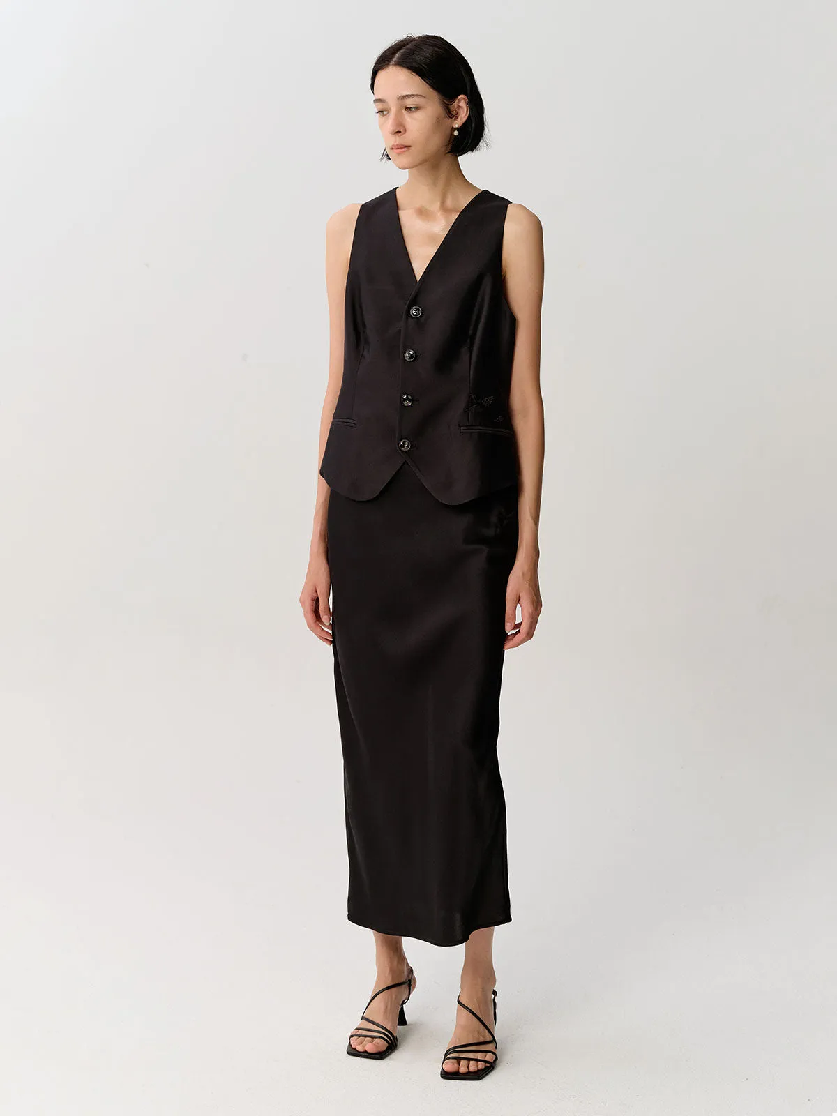 SILKINC V-Neck Blended Silk-Wool Waistcoat