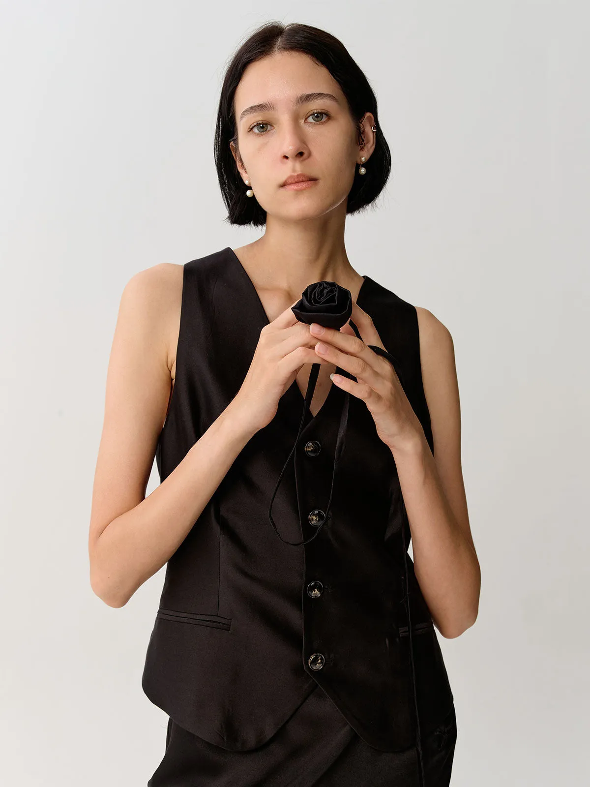 SILKINC V-Neck Blended Silk-Wool Waistcoat