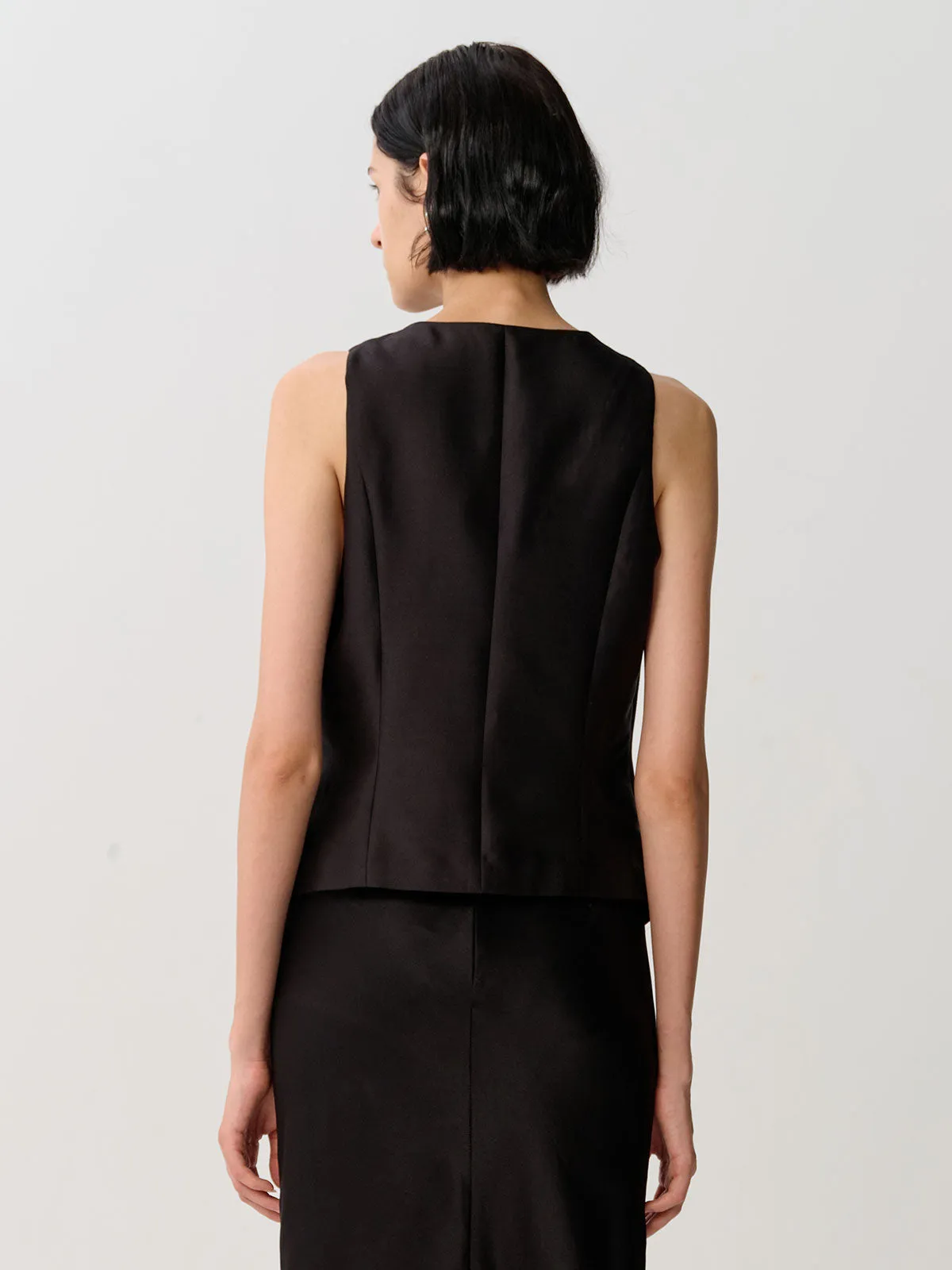 SILKINC V-Neck Blended Silk-Wool Waistcoat